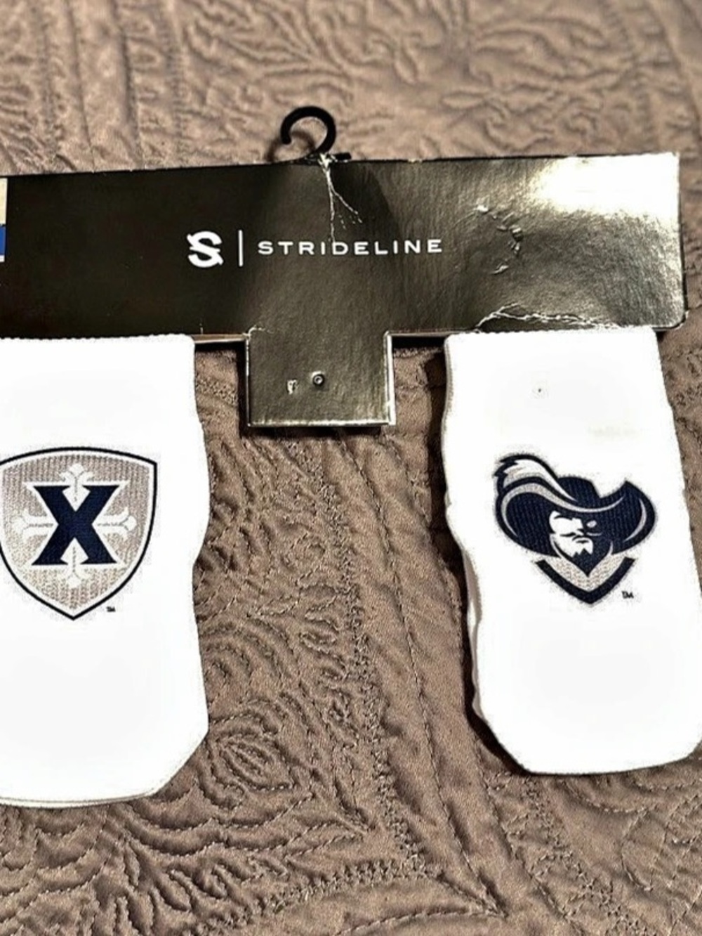StrideLine Xavier Musketeers 3PK Infant Quarter Socks White & Blue NWT